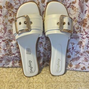 White Buckle Sandals